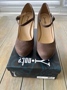 Brown Suede Mary Jane Platform Heels